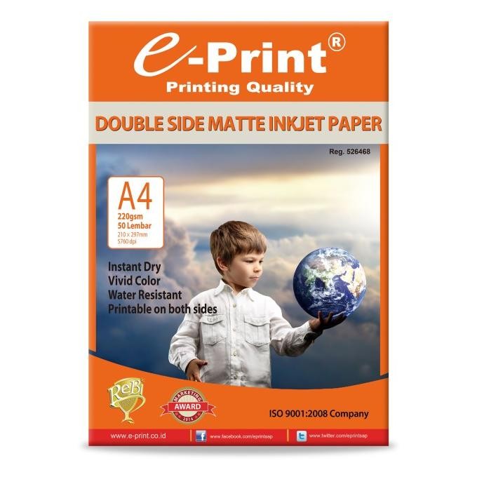 

E-Print Kertas Foto Double Side Matte Doff A4 220 Gsm 50 Lembar Terlaris