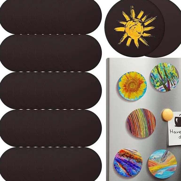 

Canvas Panels For Painting 50Pcs Magnetic Canvas Boards For Painting 3Inch Small Round Painting Panel Decorative Art Crafts