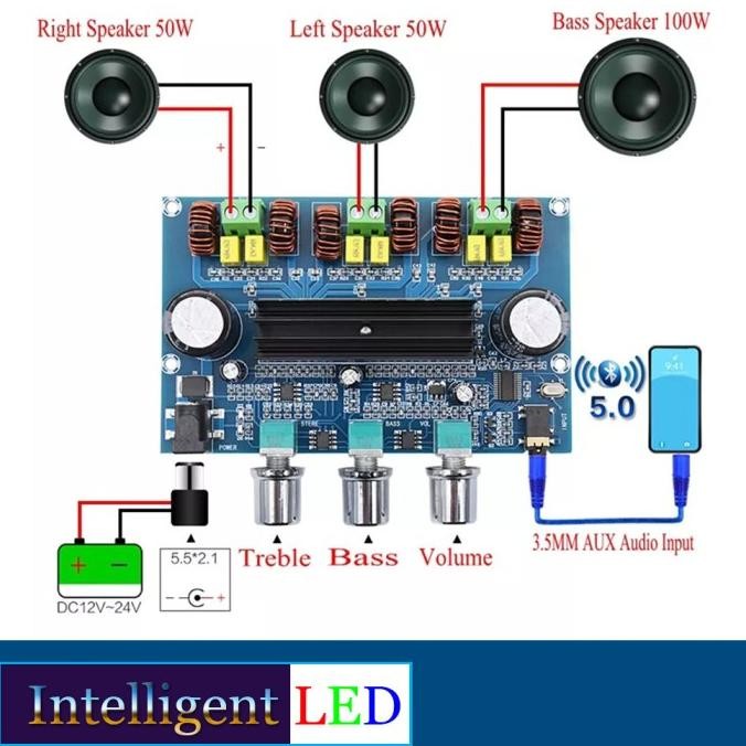 Xh-A305 Bluetooth 5.0 Power Amplifier Tpa3116D2 50Wx2+100W 2.1 Original