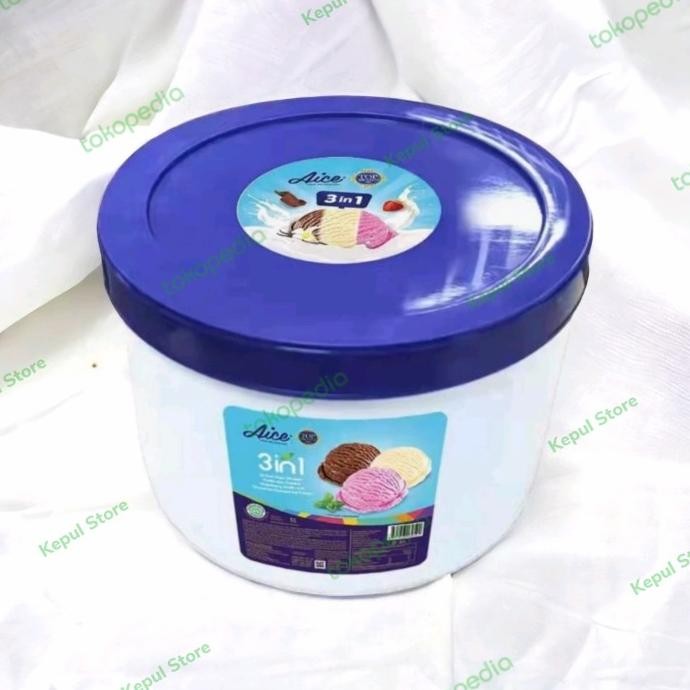 

Grosir Aice 3In1 Bucket Ice Cream / Es Krim Aice 3 Rasa Kemasan Ember 5 Liter
