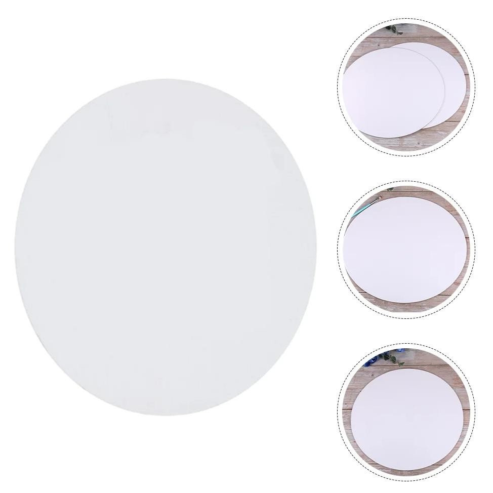 

2 Pcs Canvas Mini Board Craft Painting Manual Drawing Cardboard Circles White For Kids