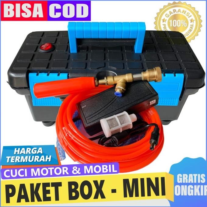 TERBARU PAKET SET ALAT MESIN POMPA BOX MINI STEAM CUCI MOTOR MOBIL AC PORTABLE