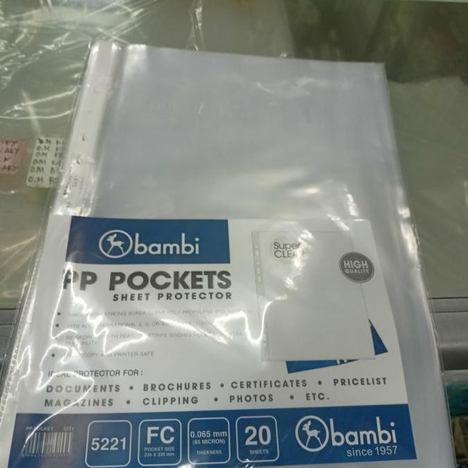 

PP POCKETS BAMBI F4 PER SHEETS murah