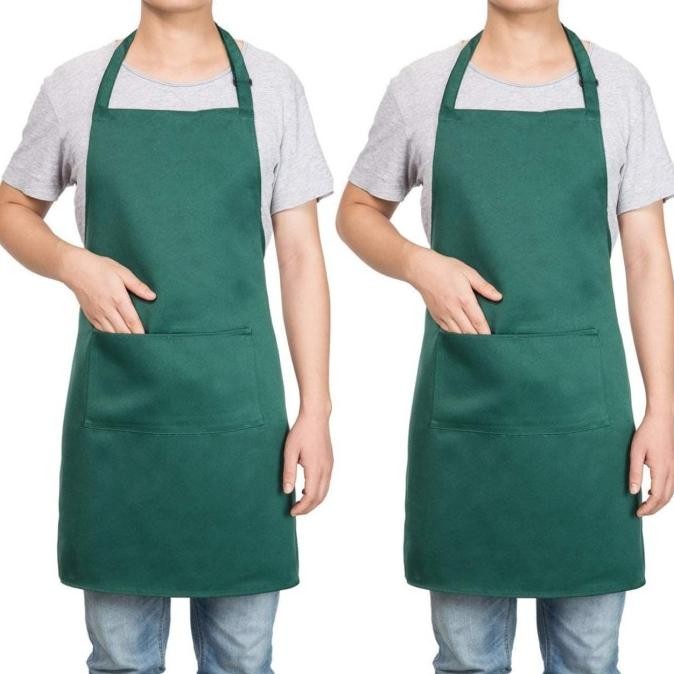 Baru Apron celemek polos bahan katun hijau