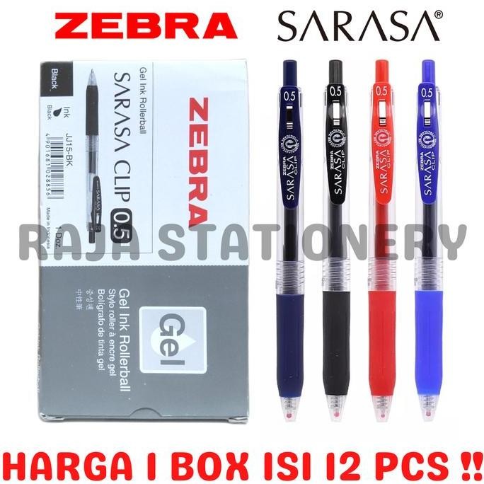 

TERMURAH - PEN SARASA HITAM BIRU MERAH HIJAU CLICKER CETEK BLACK BLUE RED GREEN 0.5 0.7 ZEBRA PULPEN LUSIN BOX [12PCS]