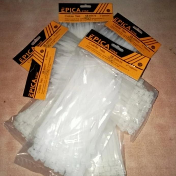 

Kabel Ties 5x150 15 cm lebar 5mm isi 100 pcs per pack putih murah
