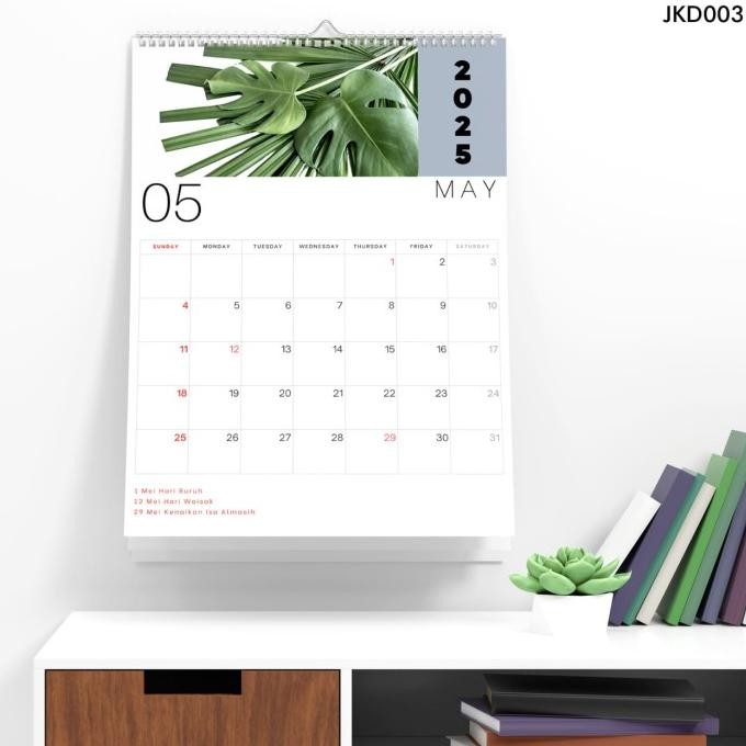 

kalender dinding tahun 2025 aesthetic lengkap gambar bunga cantik isi 13 lembar murah