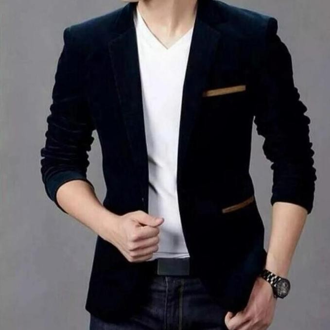 new !!! blazer pria/jas pria/jas pria hitam list putih - htm list coklat murah