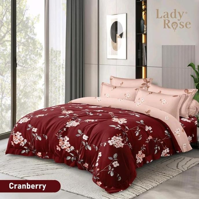 LADY ROSE - Bedcover flat 160x200/180x200 tinggi 30cm bedcover set original