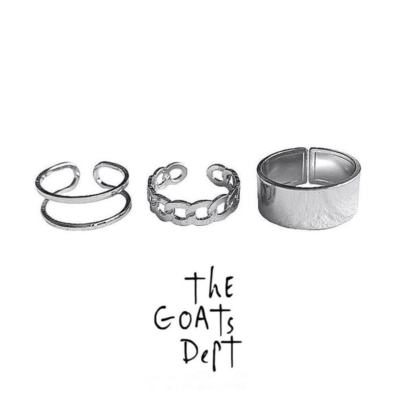The Goats Dept - (Original) Hat Topi Triple Chain Ring Set Original / Cincin Set Unisex Perak Pria W