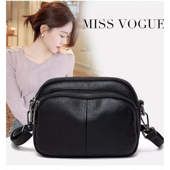 Tas kulit asli wanita black kulit sapi motif jeruk tas selempang wanita bermutu