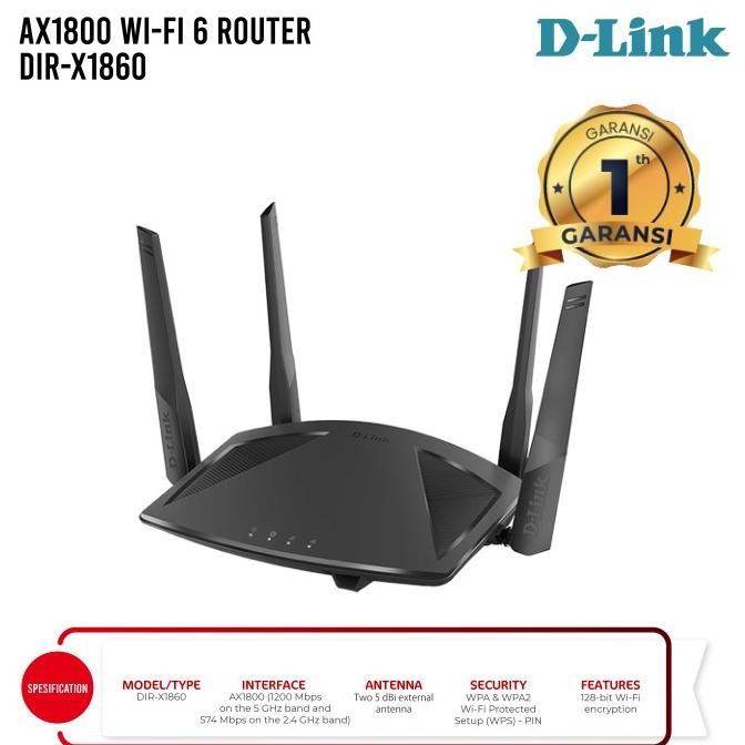 Murah D-LINK DIR-X1860M EXO AX AX1800 Wi-Fi 6 Router Non COD