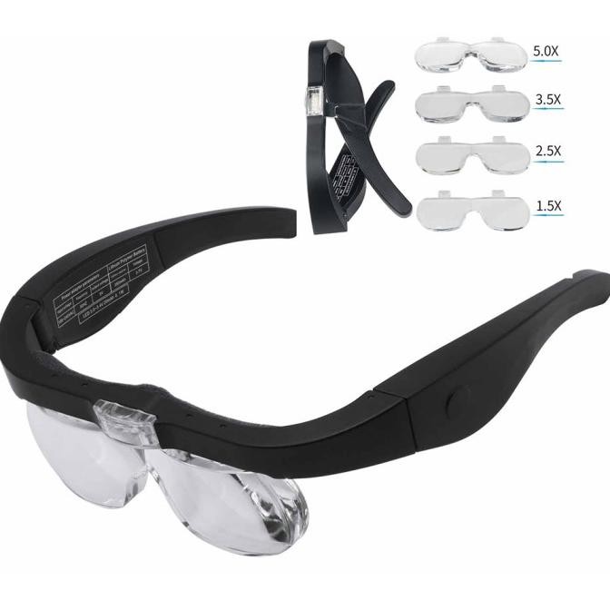 

Kacamata Pembesar Reparasi Ponsel Handphone Jam 5x Magnifier 2 LED