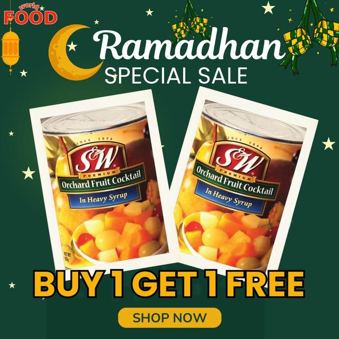 

Promo Special Ramadhan Sale ~Buy1 Get1 Free~ S&W Orchard Fruit Cocktail 850Gr