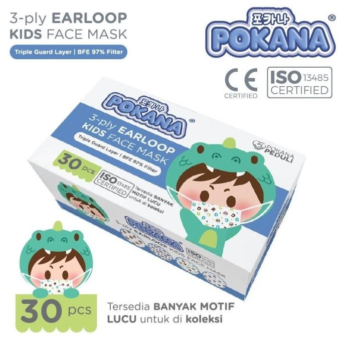 NEW Masker 3 ply untuk anak isi 30/ Masker Pokana anak motif lucu/3 ply