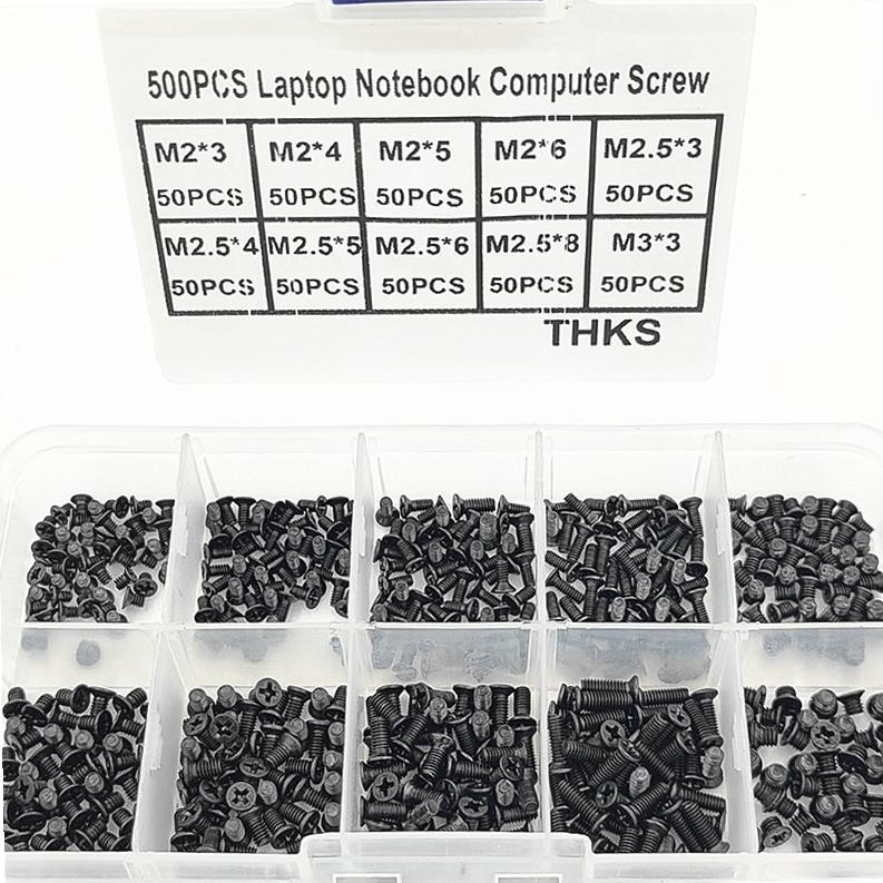 CR - Baut Mur Screw Laptop 500pcs Set Asus Lenovo Acer Hp Dell Notebook Laptop Computer Screws Obeng