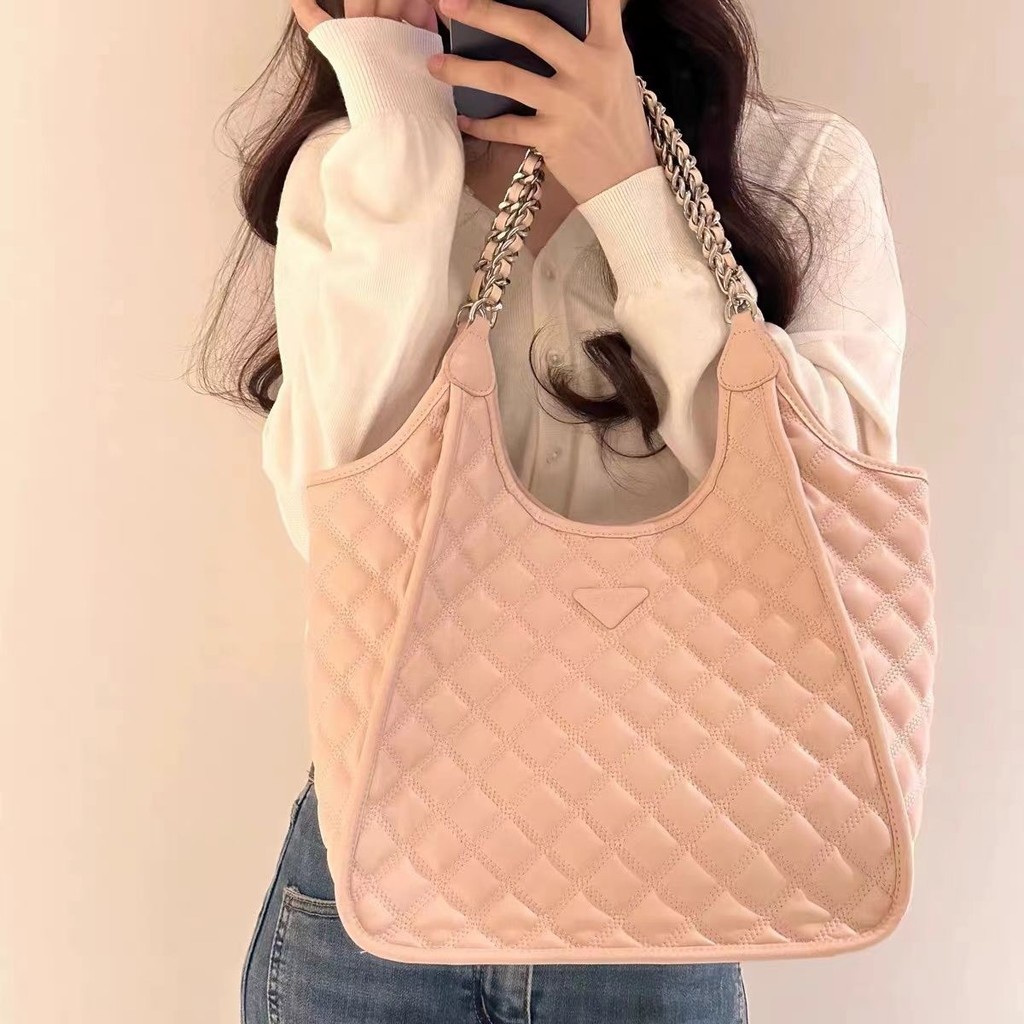 Pink Bag for Women New Tote Commuter High-end Chanel Style Shoulder Bag Quilted Chain Large Capacity