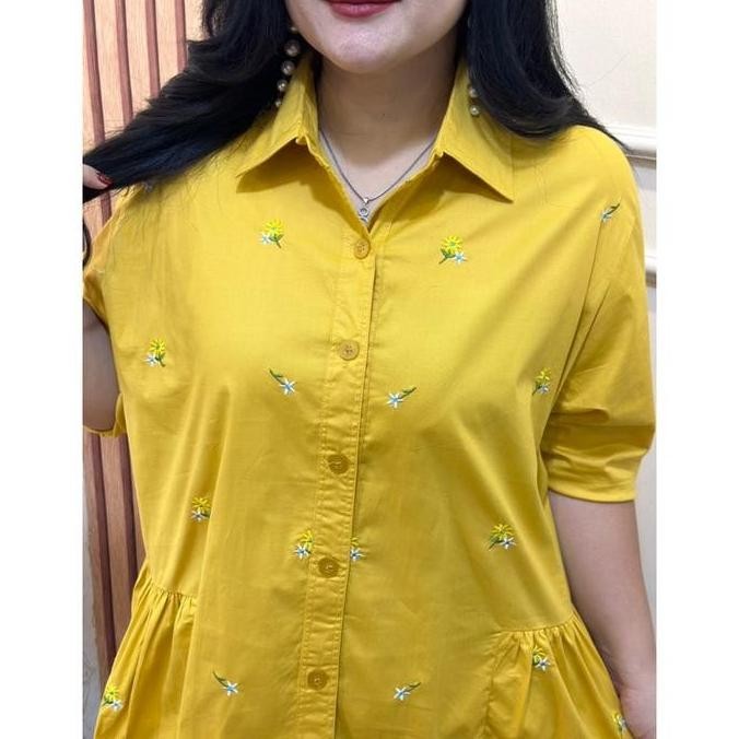 (Excellent) FINA BIGSIZE - (KYOMI BLOUSE BUNGA BORDIR) ATASAN WANITA JUMBO BIGSIZE KEKINIAN