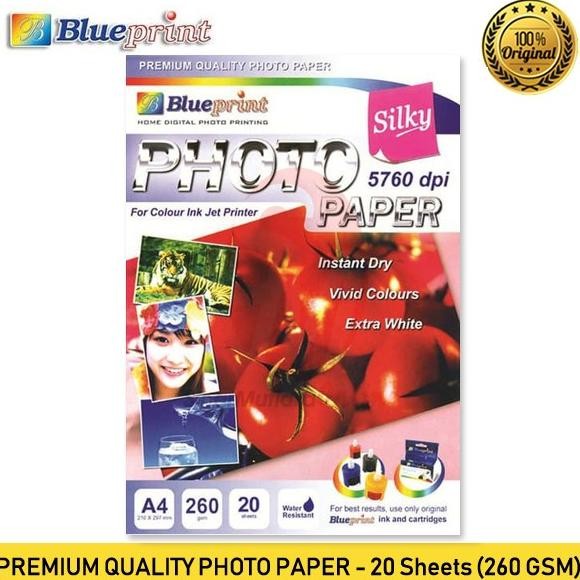 

Blueprint Silky Photo Paper 20 Sheet A4 260 Gsm Best Seller