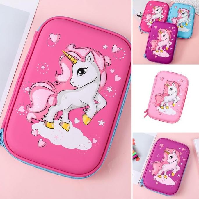 

Terbaru Tempat Pensil Unicorn 3D timbul Kotak Pensil Anak Emboss 6D Karakter berkualitas Premium Stationery Stationery