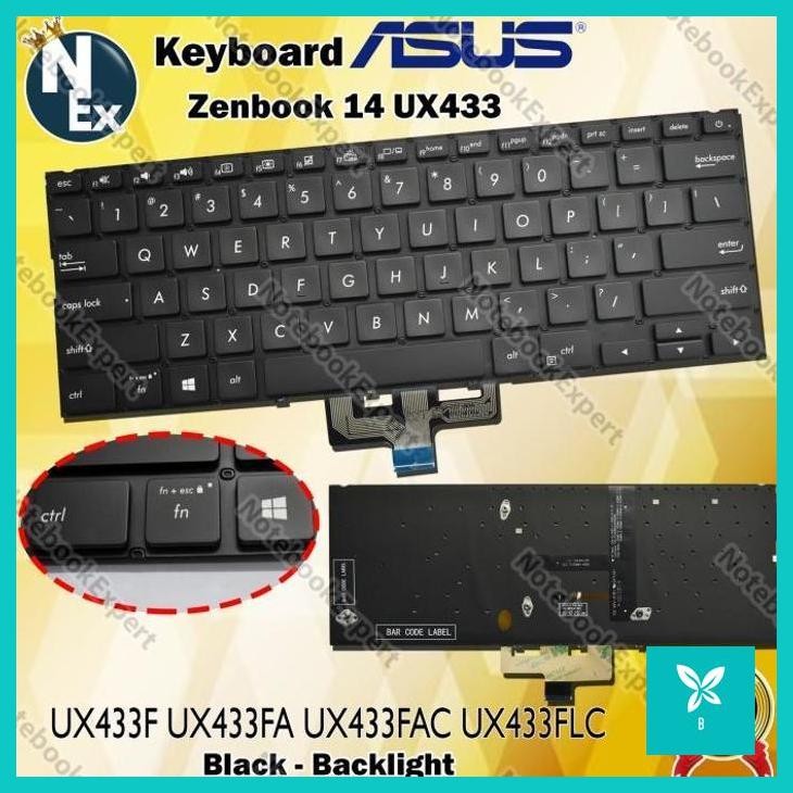 | AHN | Keyboard Asus Zenbook 14 Ux433 Ux433F Ux433Fa Ux433Fac Ux433Flc Black
