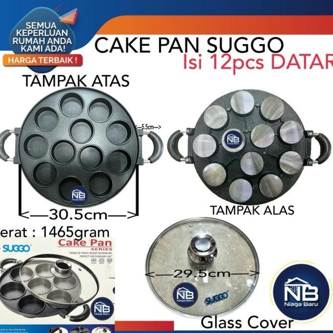 Cetakan kue 12 lubang datar Suggo loyang kue apem
