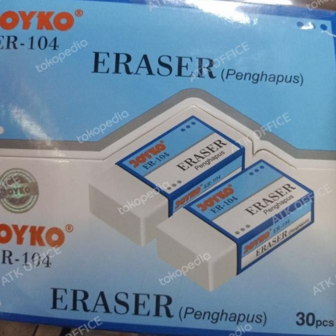 

Terbaru Eraser Penghapus Pencil Joyko Er-104 Sebox (30Pcs) Penghapus Pensil