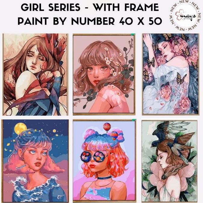 

TERBARU - [WITH FRAME] Paint By Number Set 40 x 50 cm Girl Series / DIY Painting Kit Numbers Lukis Canvas 40x50cm - Melukis Nomor Angka Numbering Kanvas Art Gambar Anak Dewasa - Kids Adult