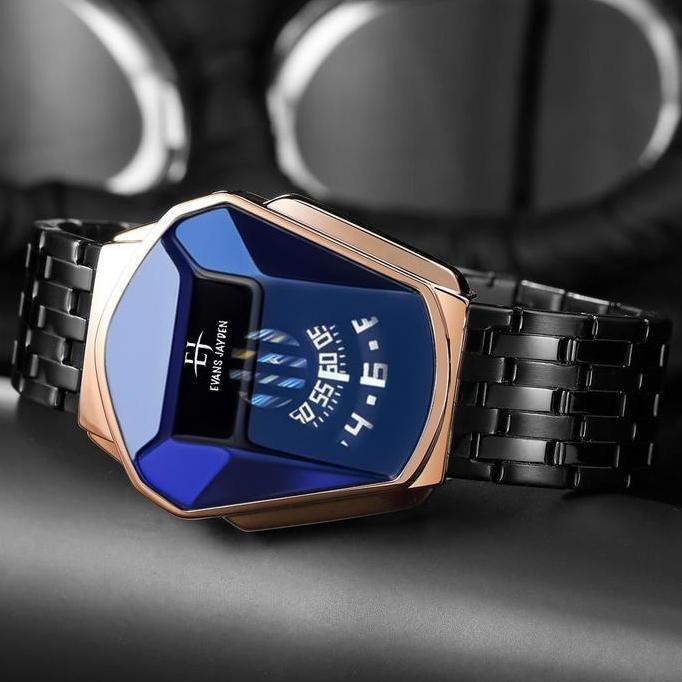 Live jam tangan Evans Jayden Jam Tangan Pria 9953-1 Rantai Stainless Steel Analog Sapphire Glass Wat