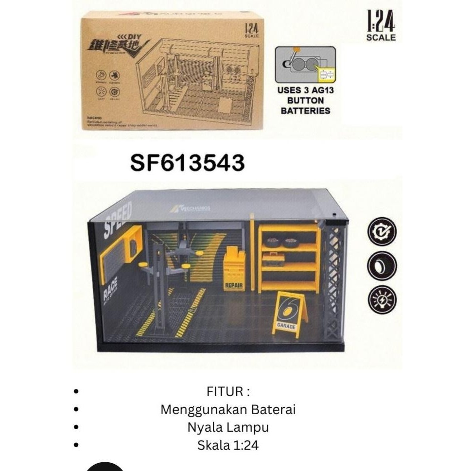 TERSEDIA Diorama Bengkel Akrilik Tempat Pajangan Diecast Mobil