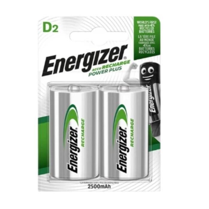 Terlaris Baterai Energizer Recharge Size D Kemasan 2 Pcs 2500Mah Original 100%