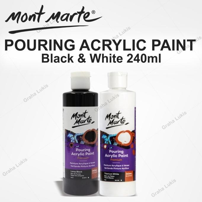 

NEW Mont Marte Pouring Acrylic Paint 240ml - Black/White