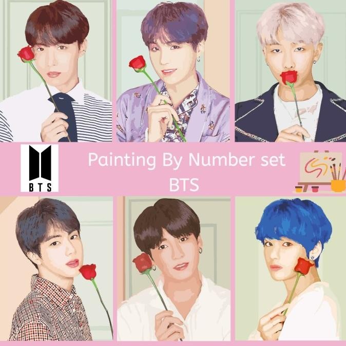 Baru DIY painting by number BTS persona 50x40cm lukisan kpop bangtan BTS