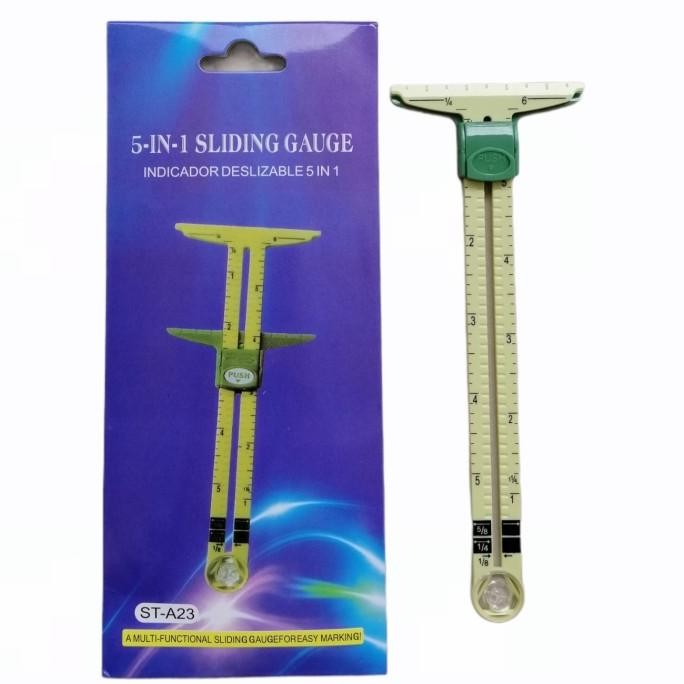 

siap kirim multifuction 5-in-1 sliding gauge penggaris pengukur jarak kancing