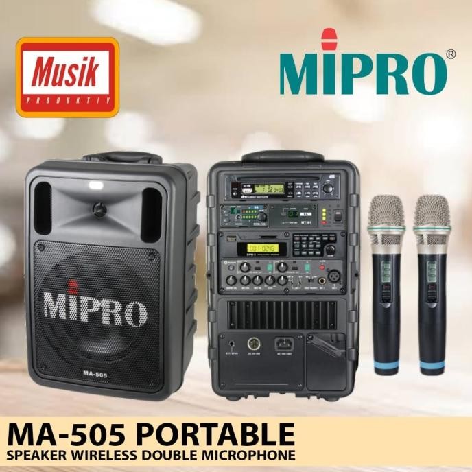 Terlaris Speaker Portable Mipro Ma-505 + 2 Microphone Handheld Original