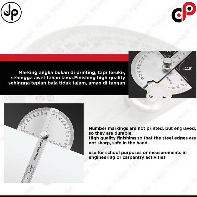 

siap kirim penggaris busur derajat stainless | protractor