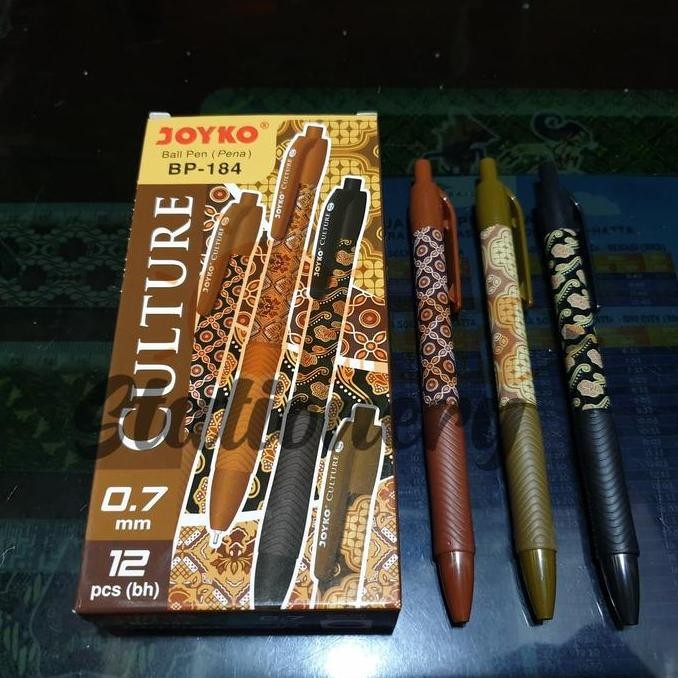 

Tersedia Pulpen Batik Culture Bp 184 Joyko 0.7 Hitam 1Pak Isi 12Pc