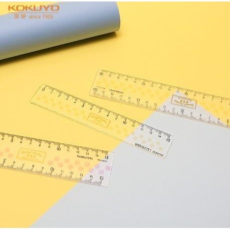 

siap kirim penggaris kokuyo (15cm, transparan gelombang) warna terang penggaris