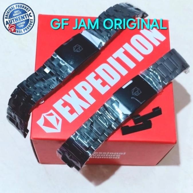STRAP RANTAI JAM TANGAN EXPEDITION E6402 E 6402 STAINLESS BLACK STEEL
