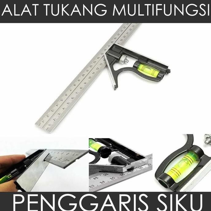 

siap kirim penggaris siku stainless steel dengan waterpass multifungsi