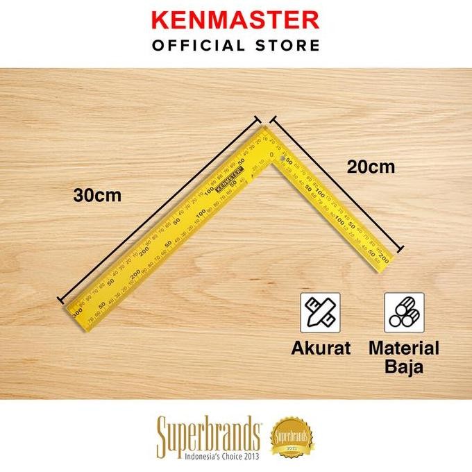 

siap kirim kenmaster penggaris siku baja 20 x 30 cm - penggaris siku tukang - peng010