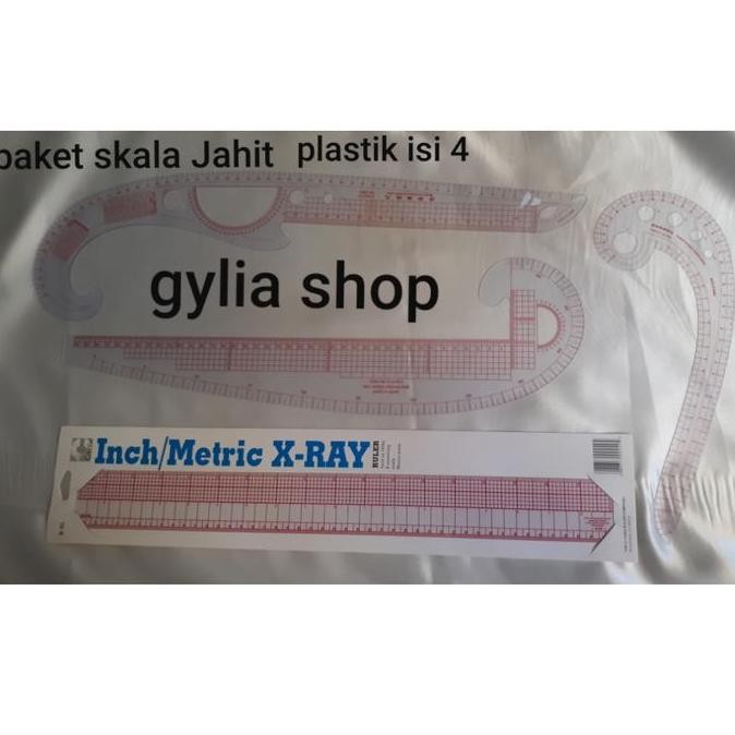 

siap kirim paket skala jahit isi 4 / skala plastik / penggaris pola jahit