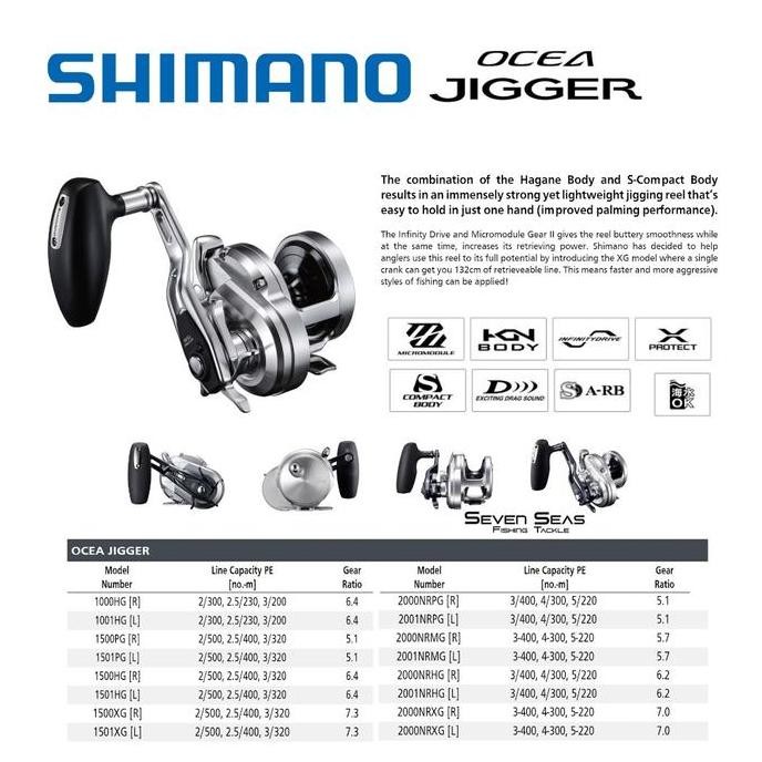 Shimano 2021 Ocea Jigger 1000 1001 1500 1501 2000 2001 Hg Pg Xg Nrpg Nrhg Nrxg Nrmg Co
