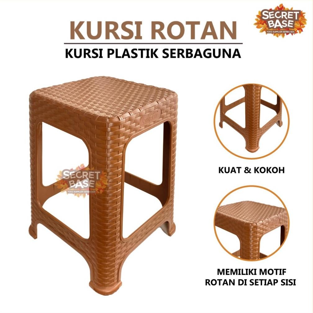 Kursi Rotan - Kursi Plastik Tinggi / Bangku Tinggi Kokoh / Kursi Motif Rotan Murah Harga Grosir