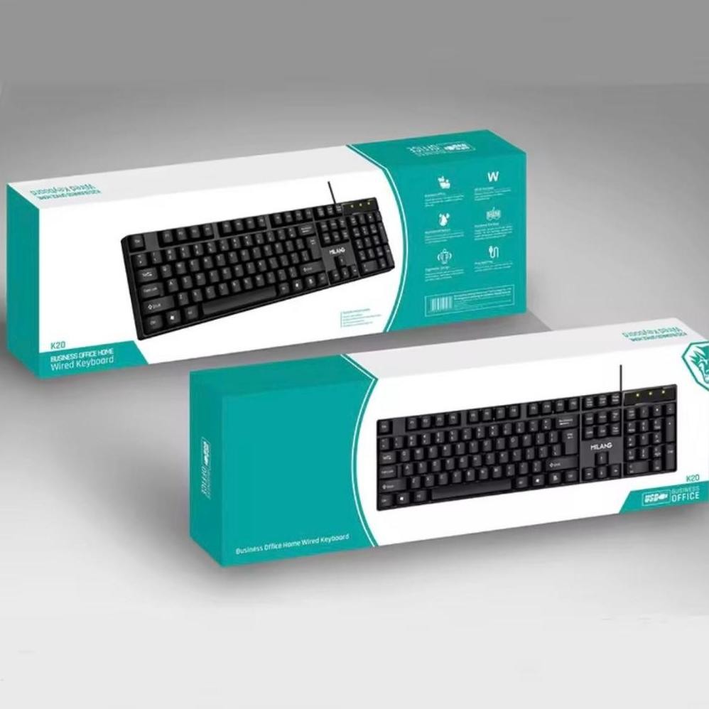 K20 Keyboard Kabel Gaming Komputer Pc Mini Murah Tipis -Hitam