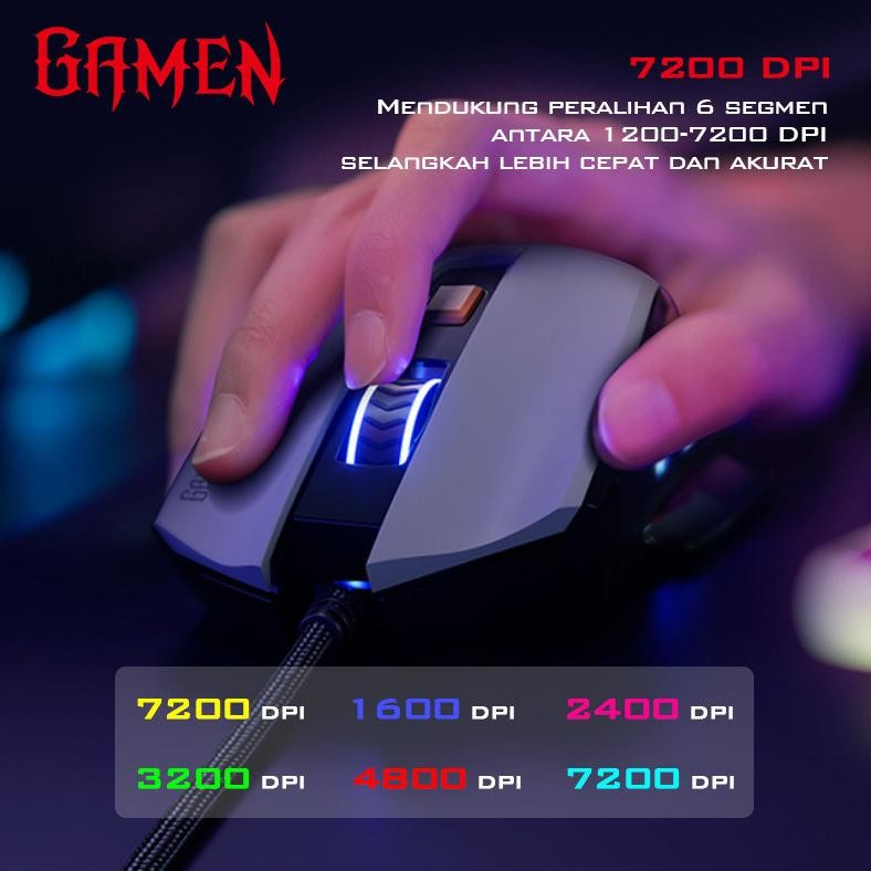 Mouse Gaming Kabel 7200 Dpi 6 Level Dpi 16.8 Juta Warna Rgb 13 Mode Rgb Gm300 Black Myth Wukong 6 Ma