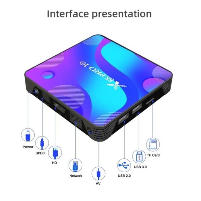 Android Tv Box X88 Pro 10 RK3318 RAM 4GB ROM 128GB Android 11 ORIGINAL