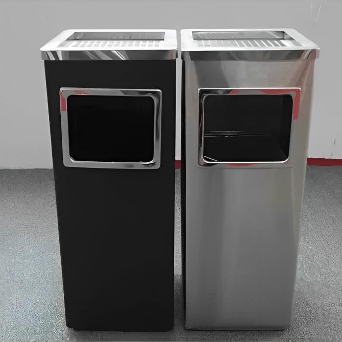 tong sampah stainless kotak, asbak sampah, tempat sampah GM