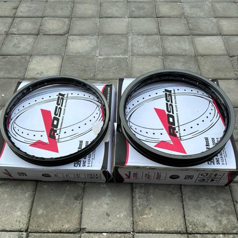 Velg ROSSI W Shape Hitam Glossy Ring 17 Ukuran 140 160 185 Satu Set