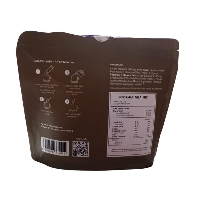 [Ready/Spesial] Roove Collagen Coffee Drink 20 Sachet Minuman Serbuk Kolagen Rasa Kopi [Terlaris/Ter